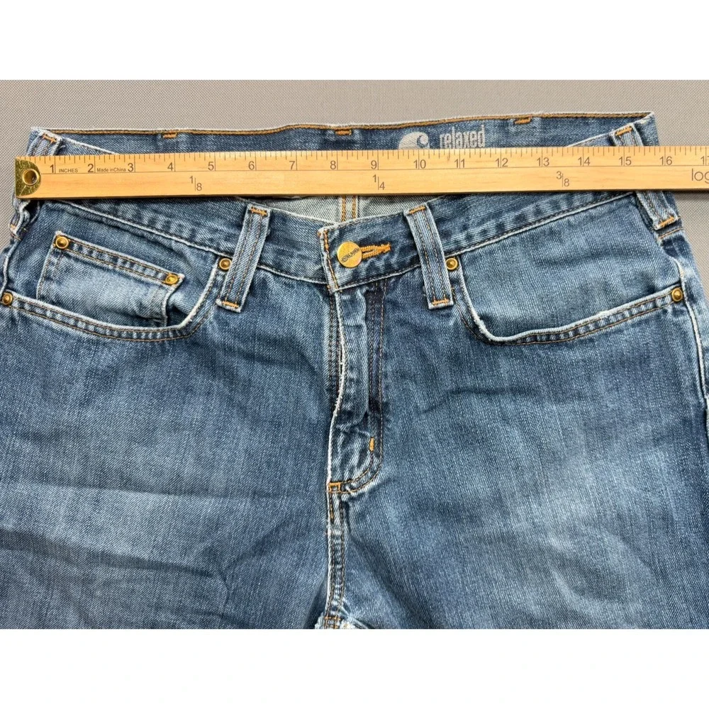 Carhartt Men's Relaxed Straight Leg Jeans Blue Denim Work Pants | 32x30